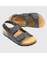 Svarta arbetsskor med hälrem, ergonomisk sandal på korkfotbädd. SoftSole 8.0